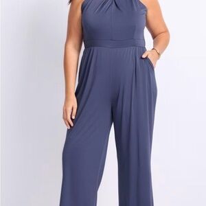 Gilli Halter Sleeveless Wide-Leg Jumpsuit, Size Large